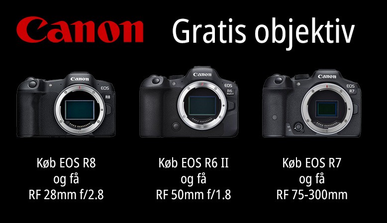 F&aring; et gratis objektiv med ved k&oslash;b af udvalgte Canon EOS kameraer